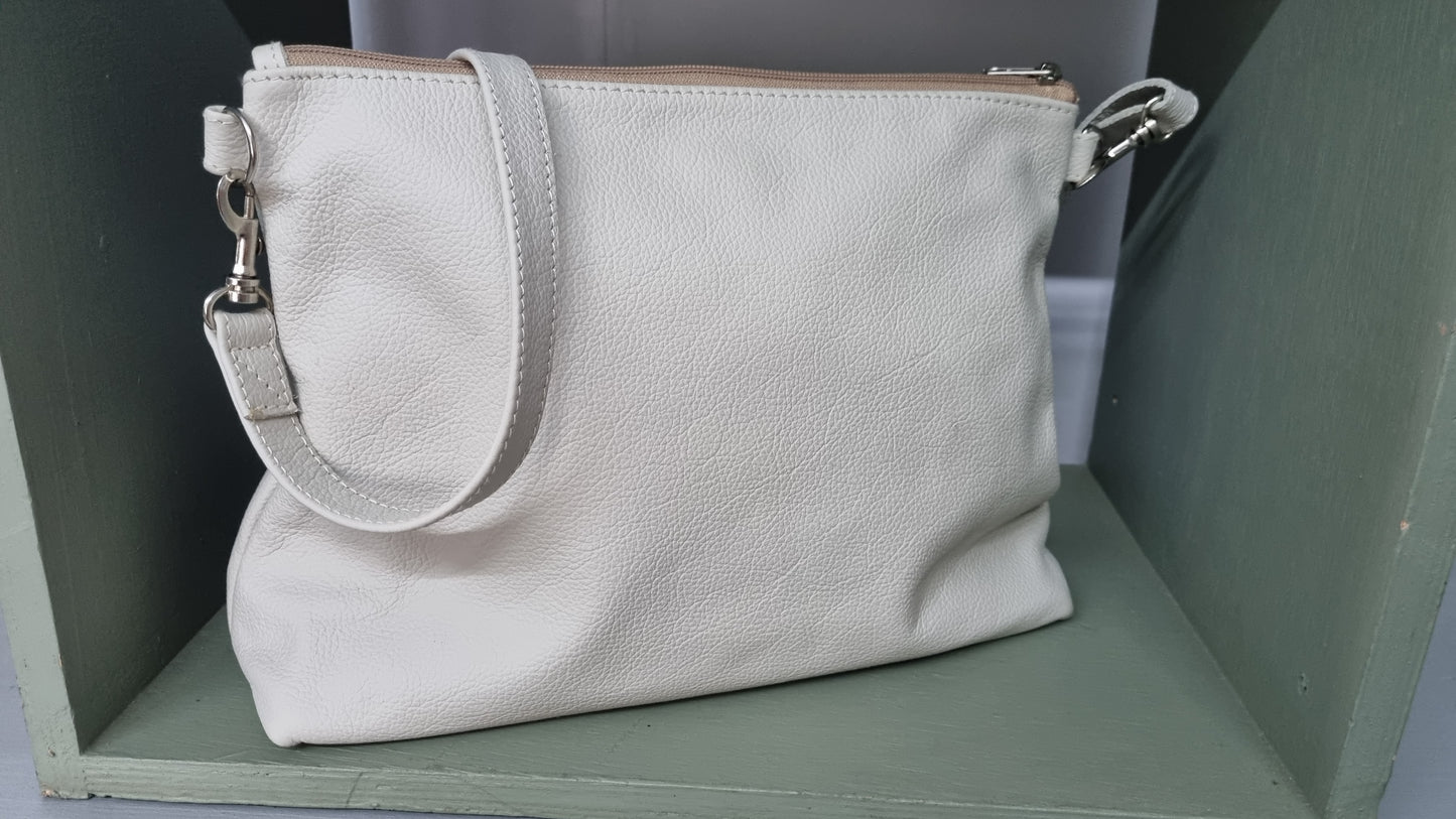 Miss Baggy Genuine leather Cream Bag #007