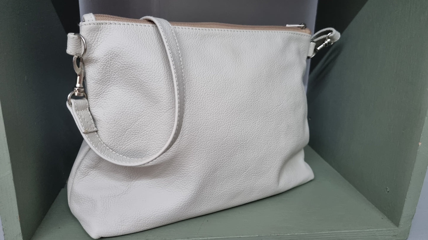 Miss Baggy Genuine leather Cream Bag #007