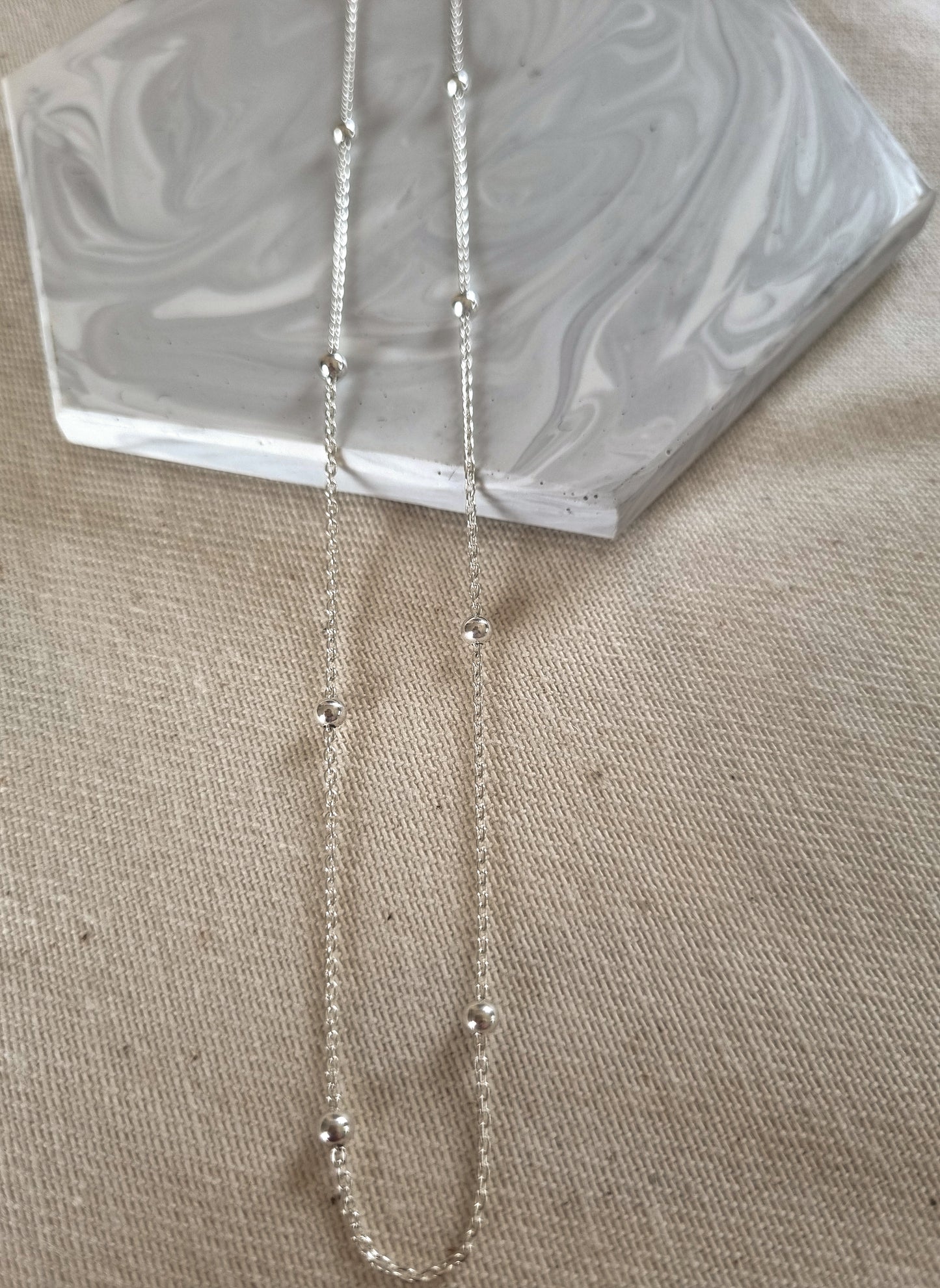 Sterling Silver Necklace with 3mm balls 45cm