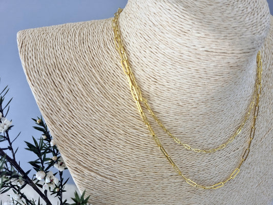 Sterling Silver Long Paperclip chain with Yellow Gold Plating