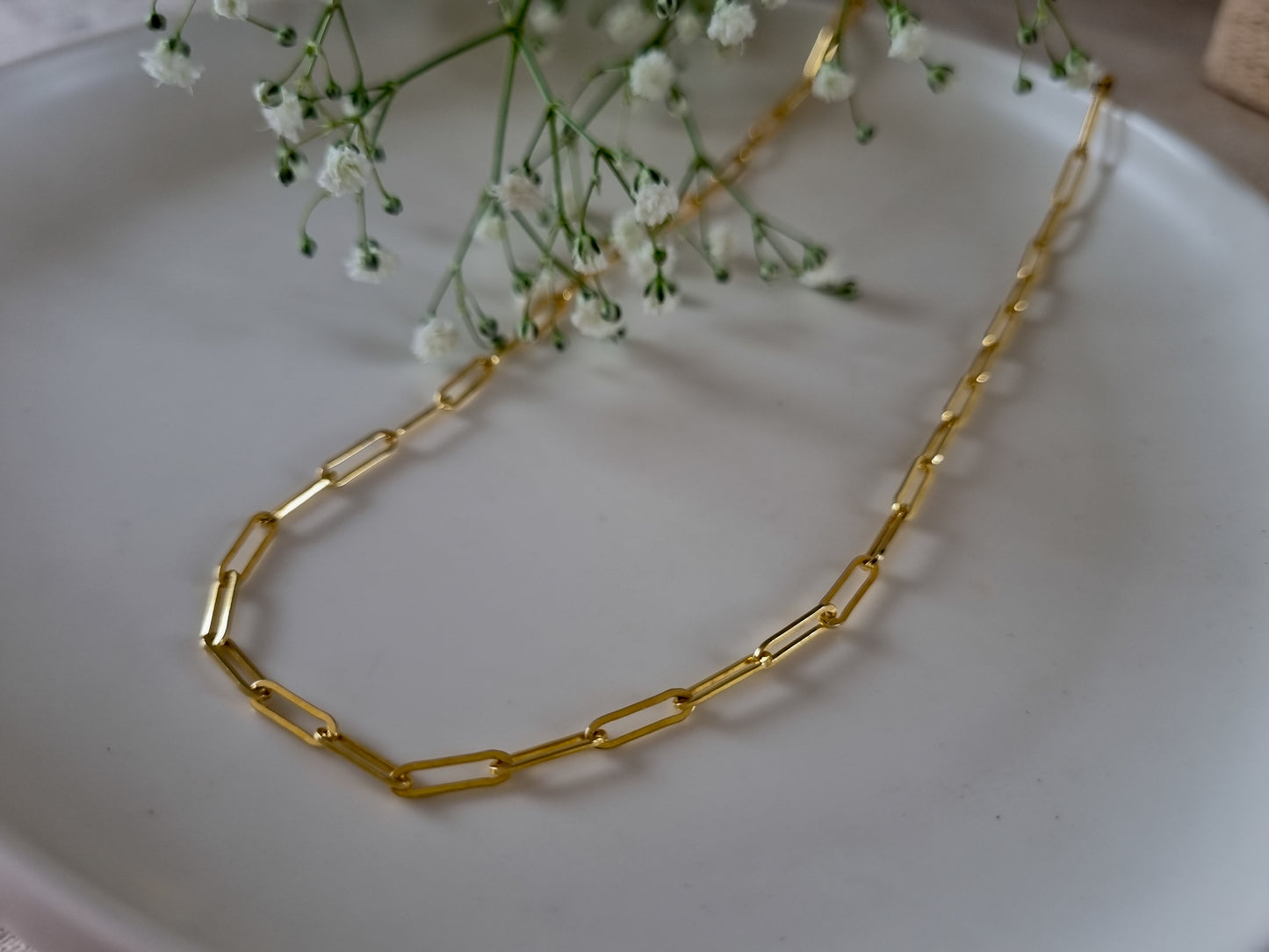 Sterling Silver Long Paperclip chain with Yellow Gold Plating