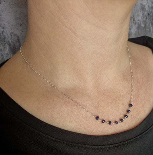 Sterling Silver Chain with 8 Iolite beads