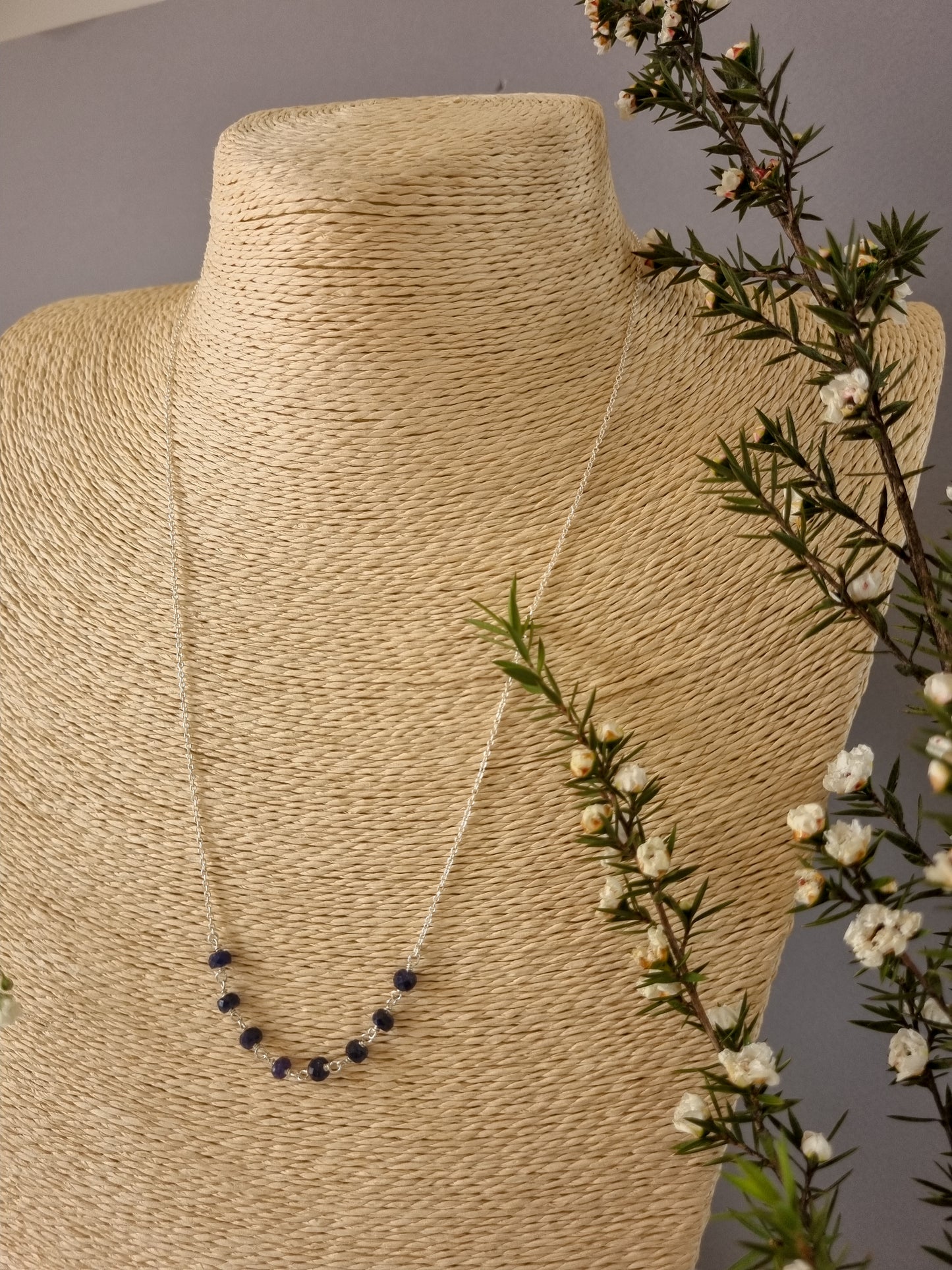 Sterling Silver Chain with 8 Iolite beads