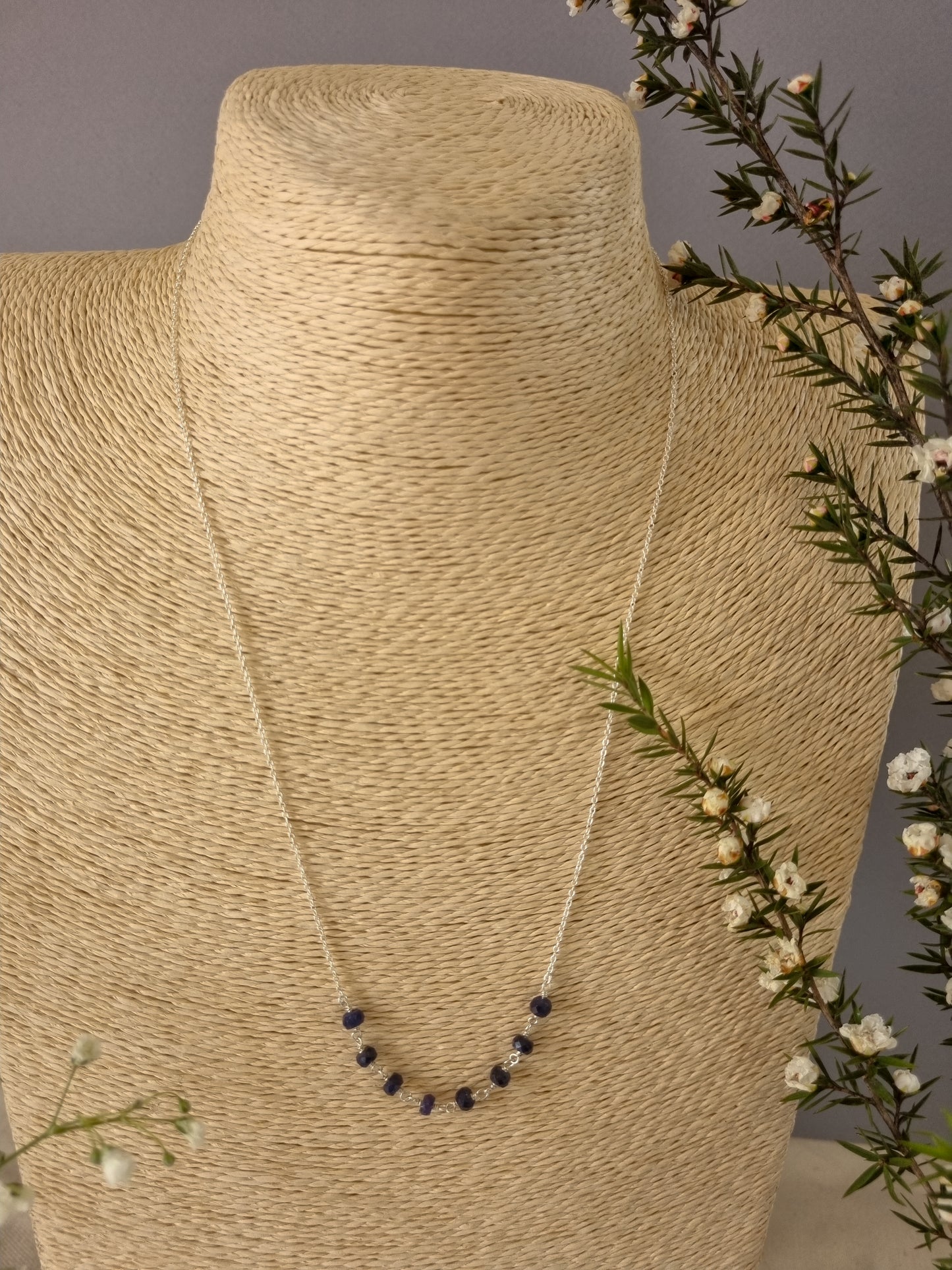 Sterling Silver Chain with 8 Iolite beads