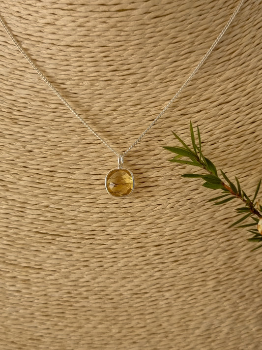 Silver Chain with Citrine Pendant