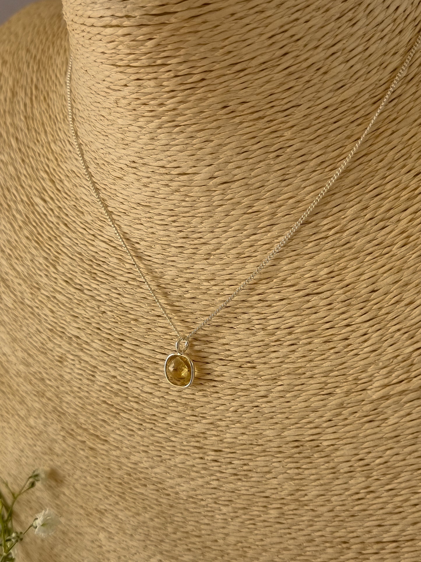 Silver Chain with Citrine Pendant