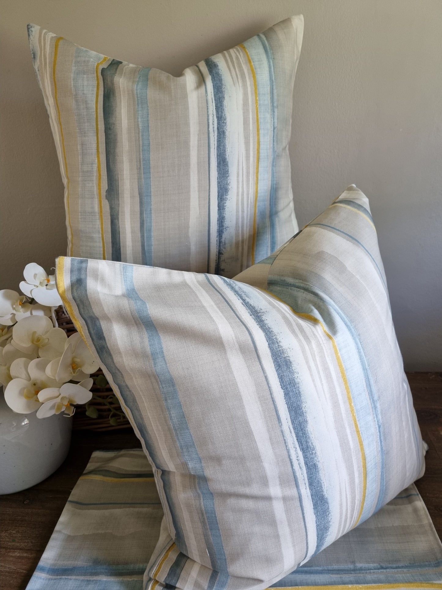 Scatter Cushion covers- Blue & Mustard Stripe