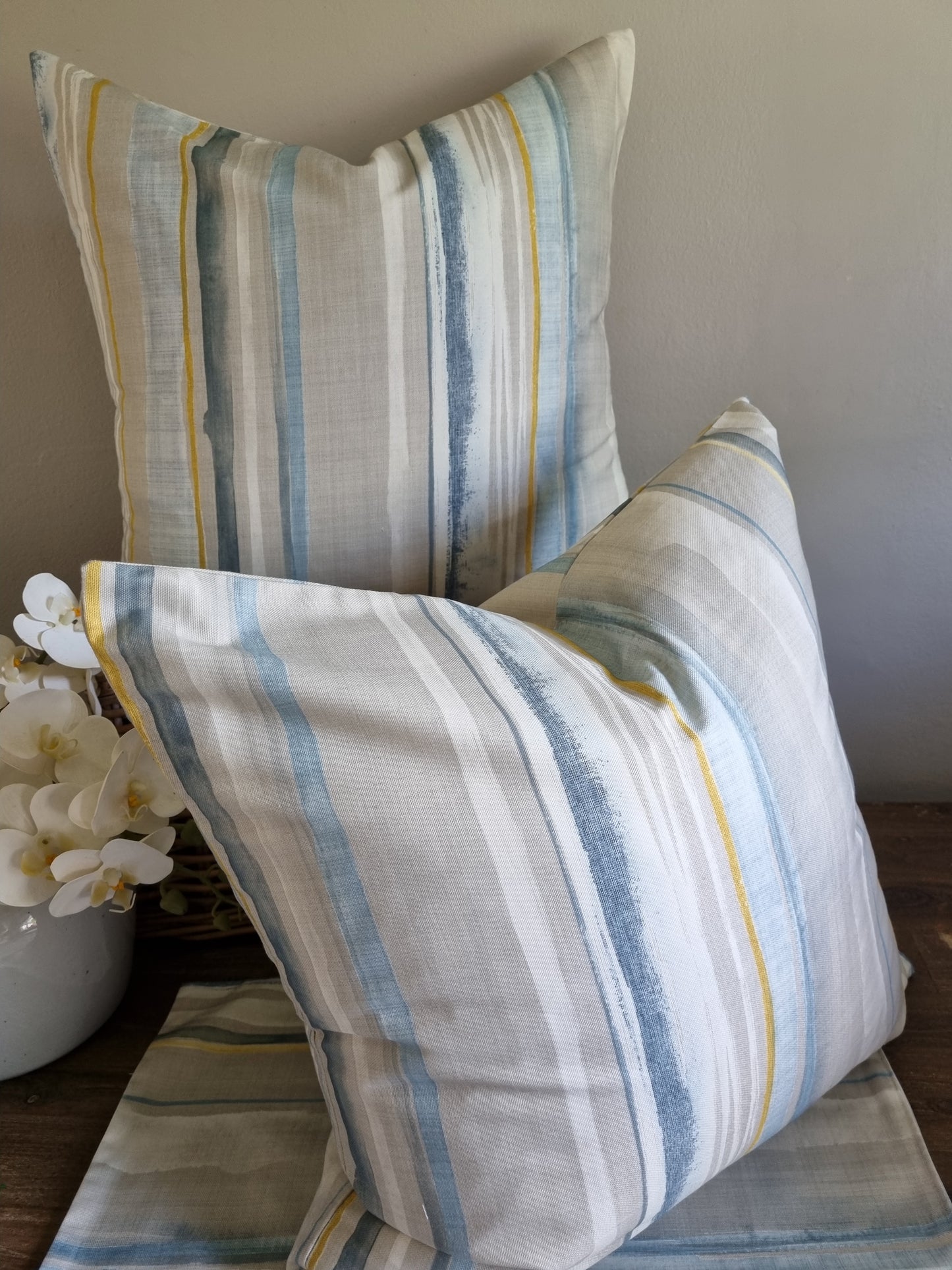 Scatter Cushion covers- Blue & Mustard Stripe