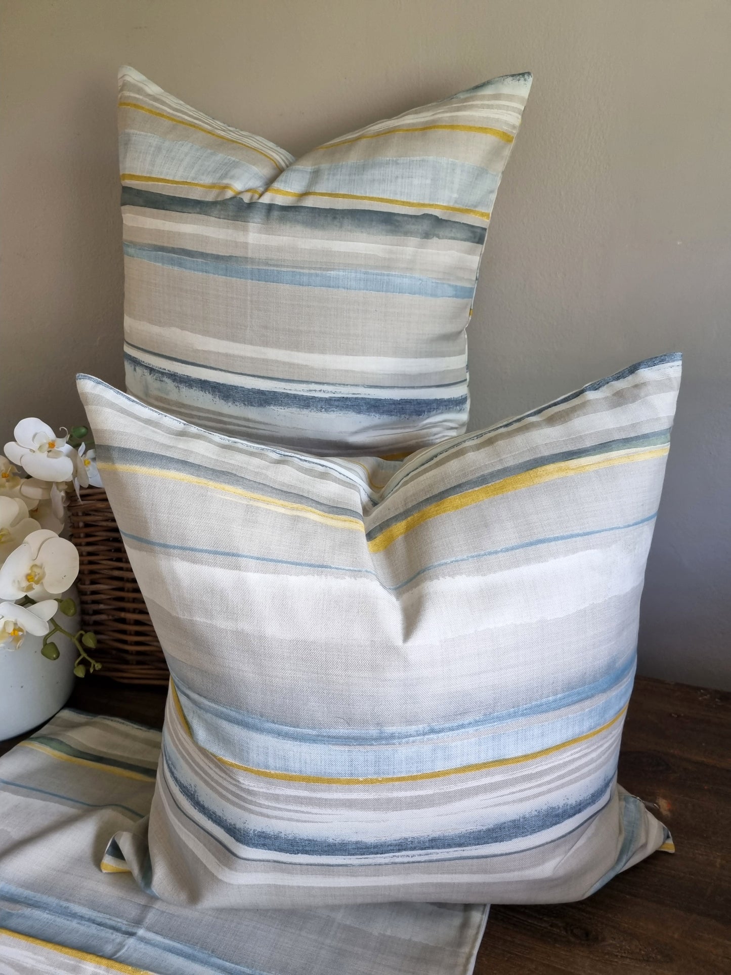 Scatter Cushion covers- Blue & Mustard Stripe