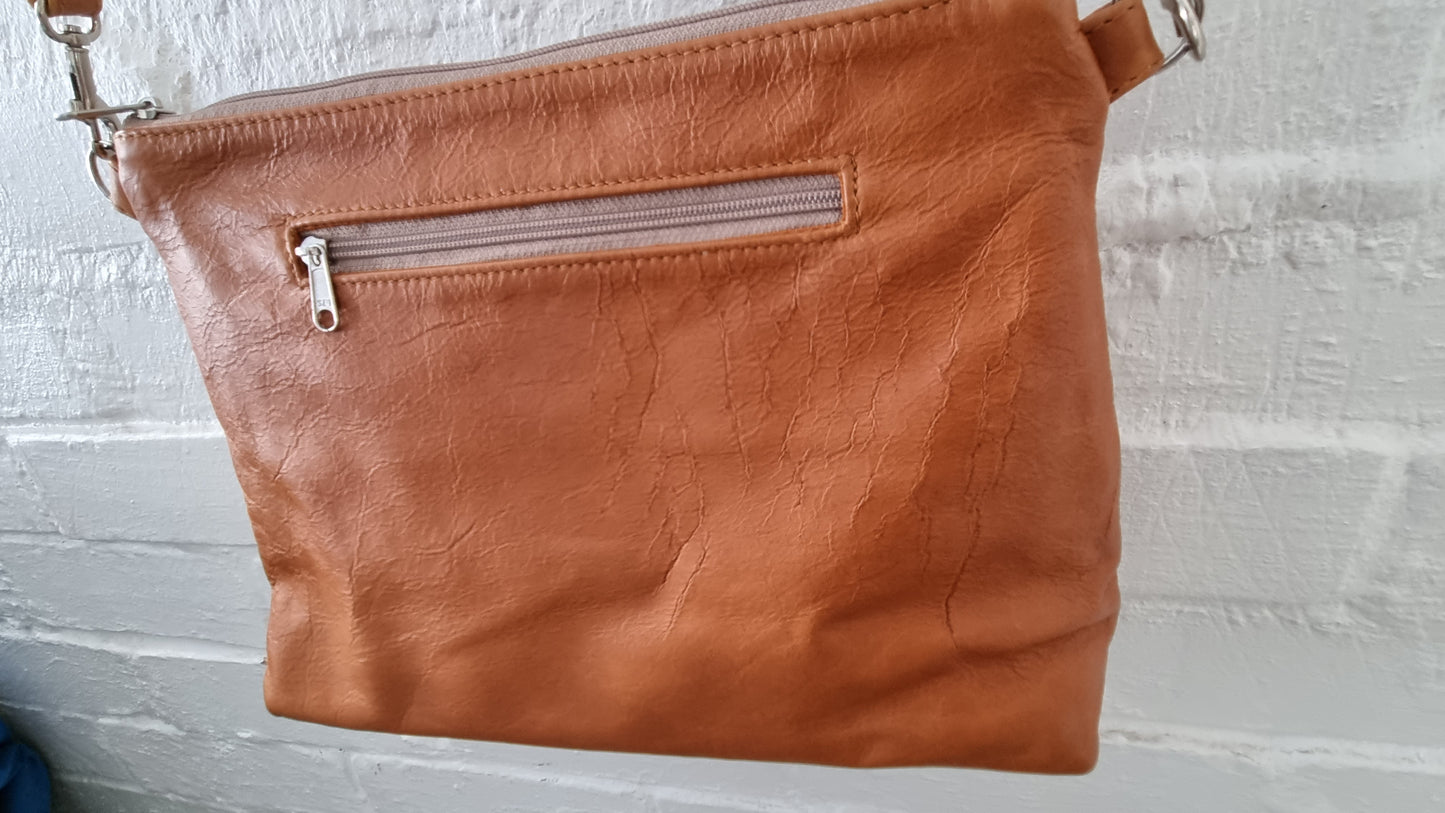 Miss Baggy Genuine leather Tan Bag #007