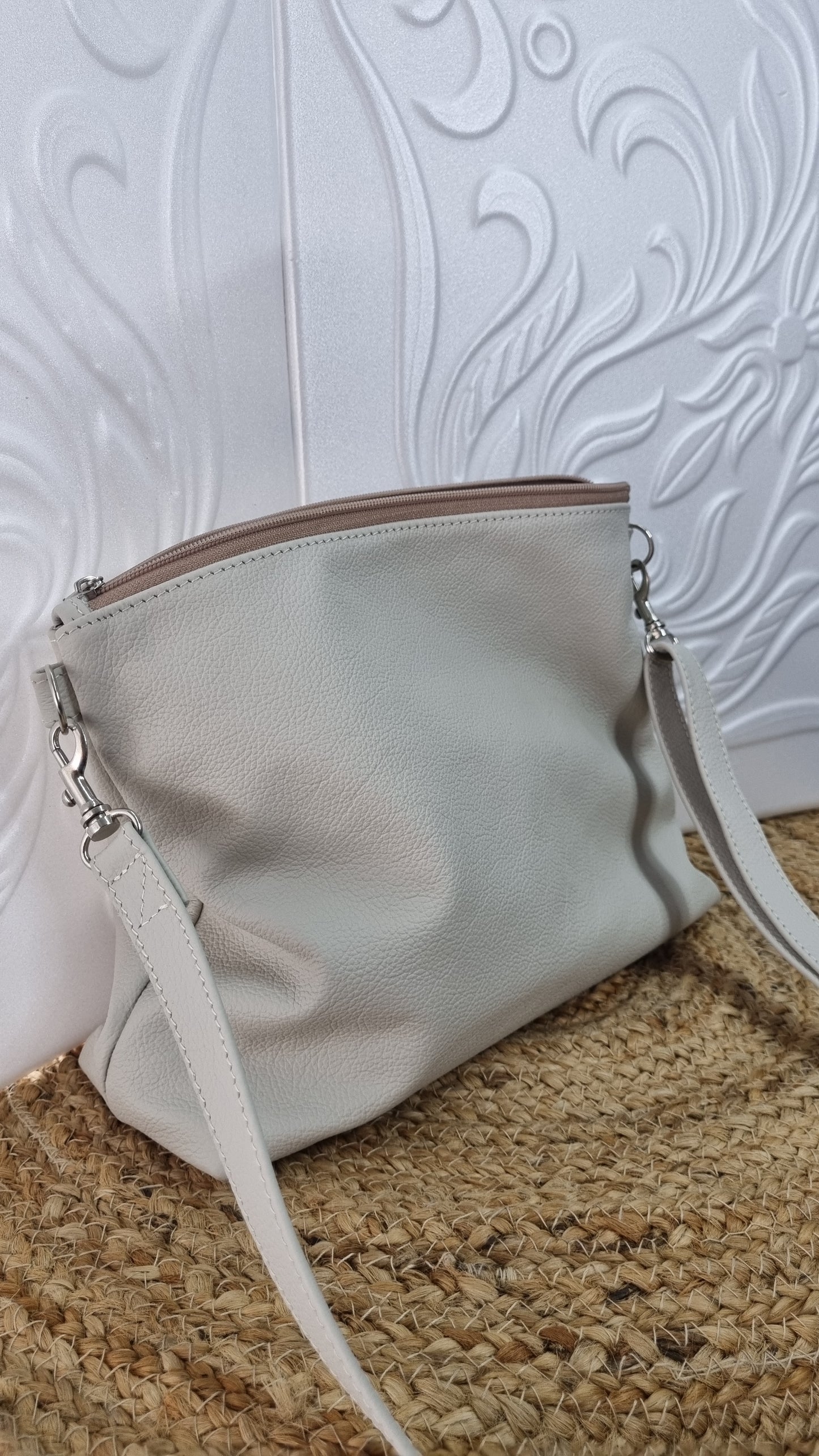 Miss Baggy Genuine leather Cream Bag #007