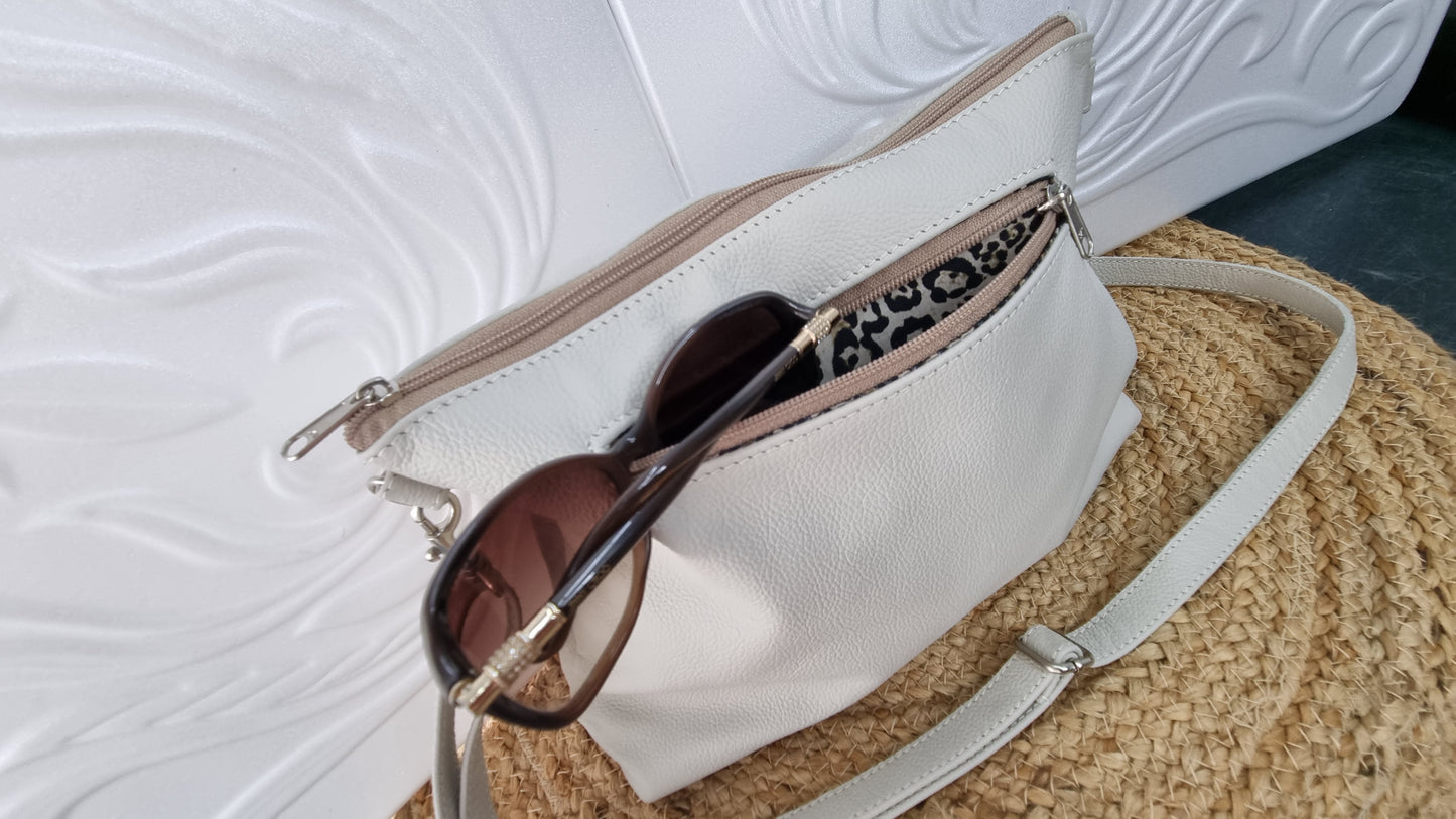 Miss Baggy Genuine leather Cream Bag #007