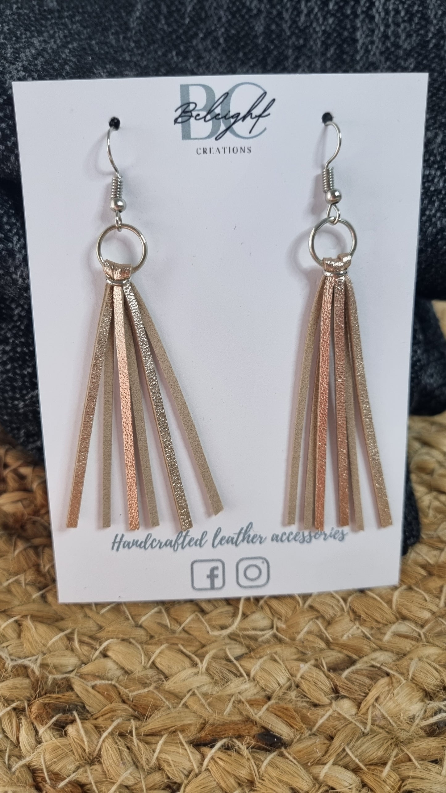 Rose gold Handmade Leather earrings