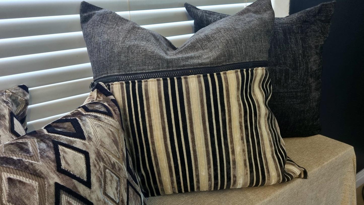 Grey striped Scatter Cushion covers - set of 2 60x60xm