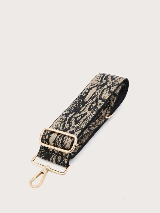 Snakeskin print black & Beige Bag Strap