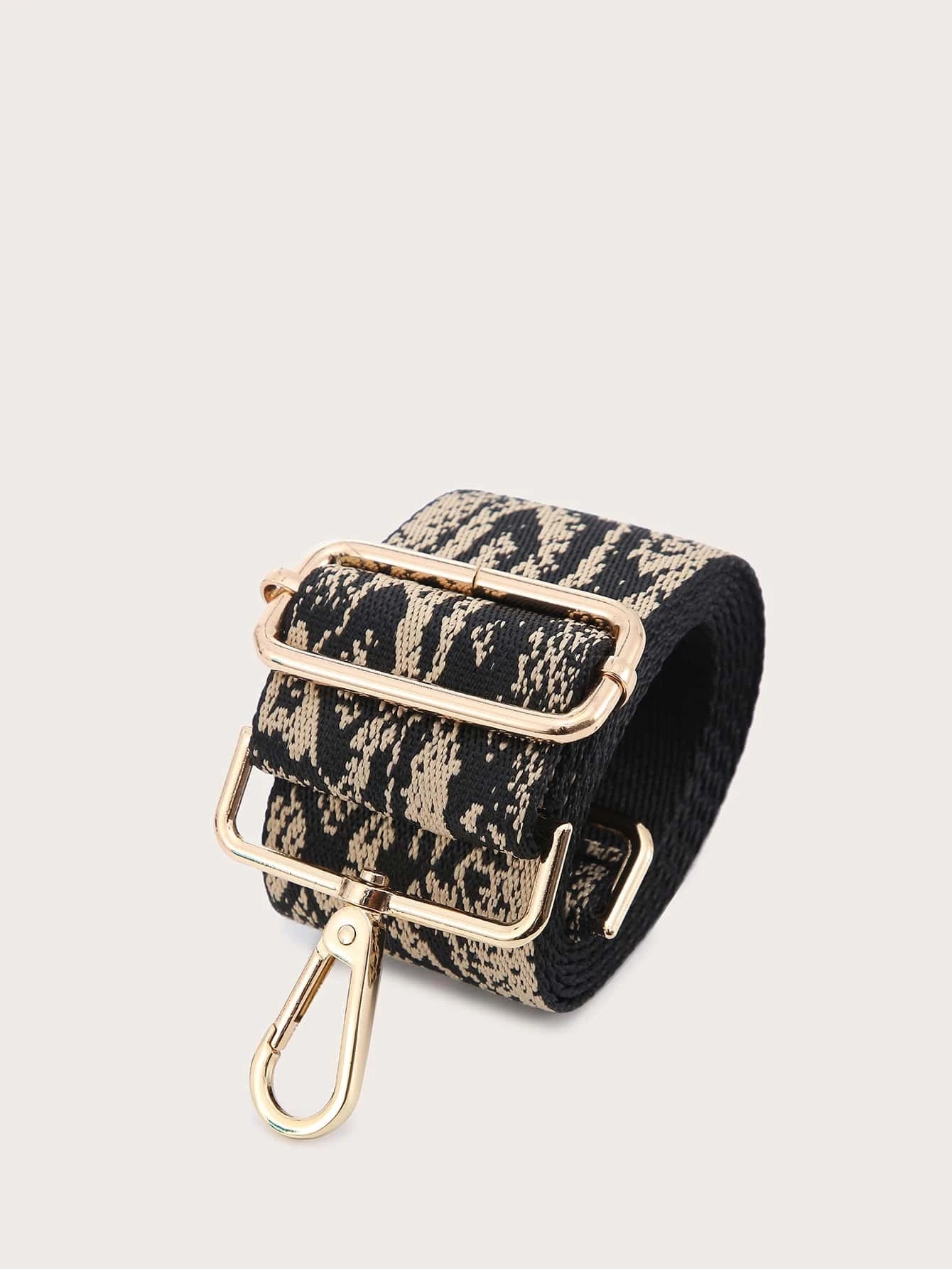 Snakeskin print black & Beige Bag Strap