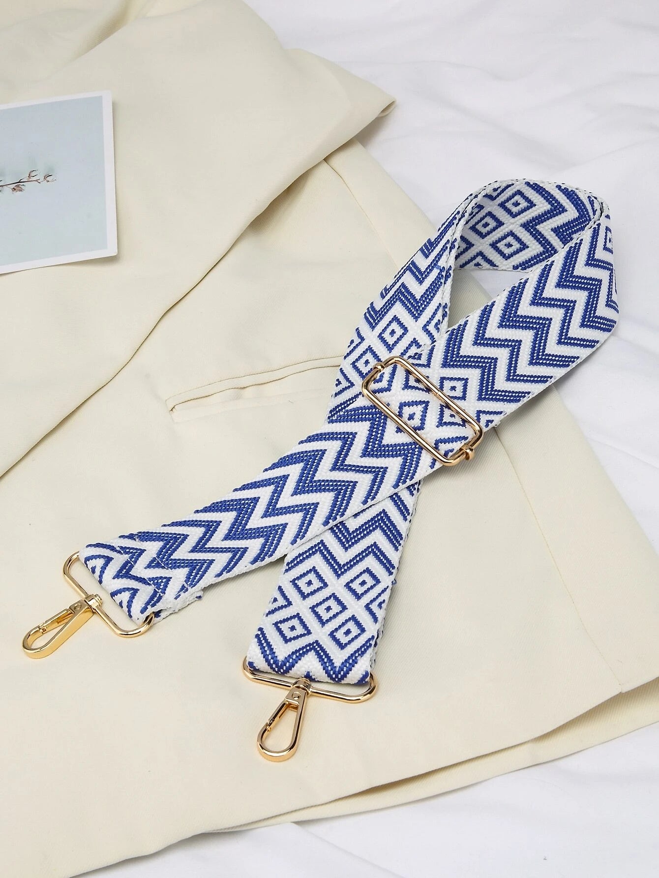 Blue & White Chevron Bag Strap