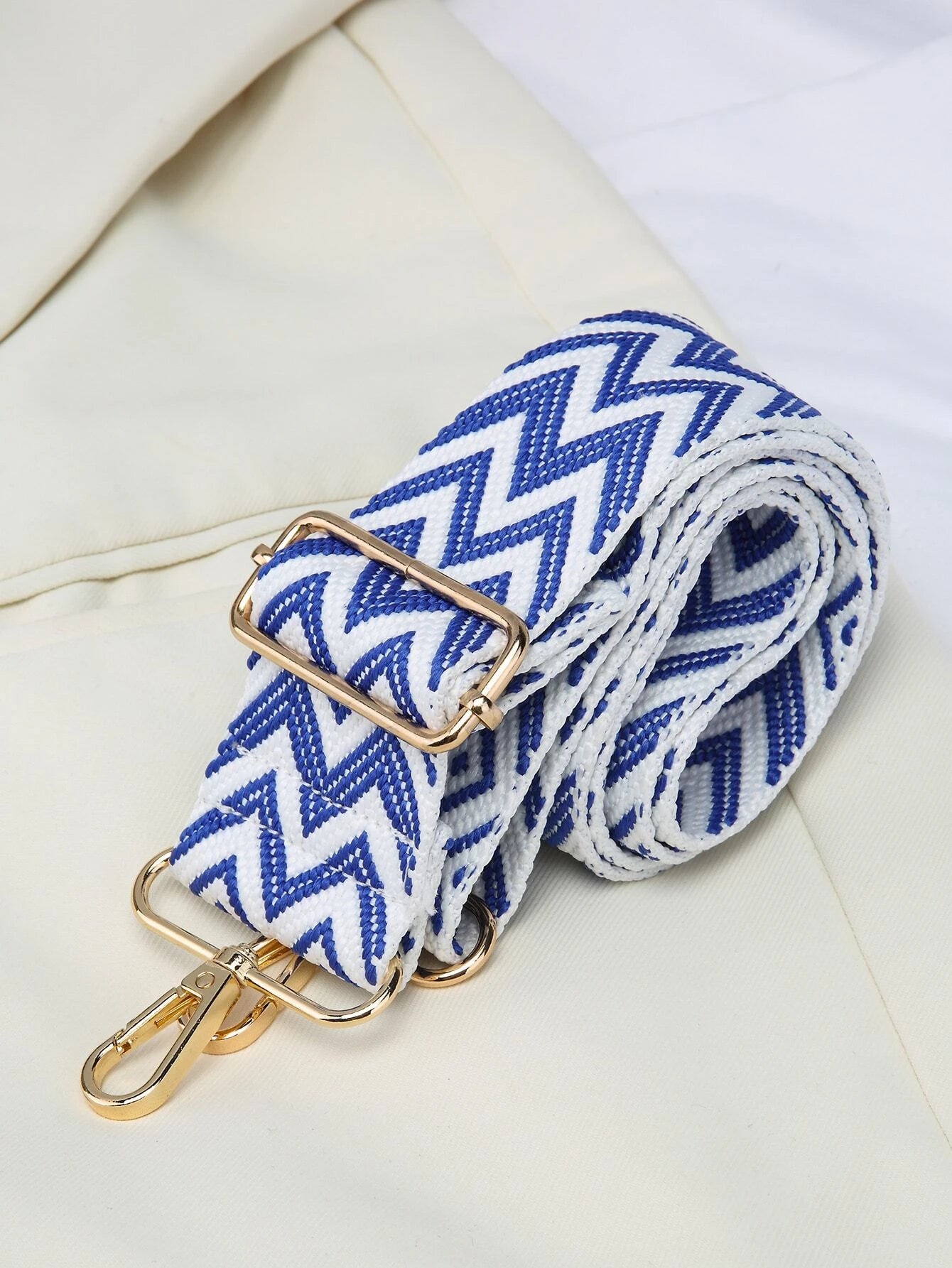 Blue & White Chevron Bag Strap