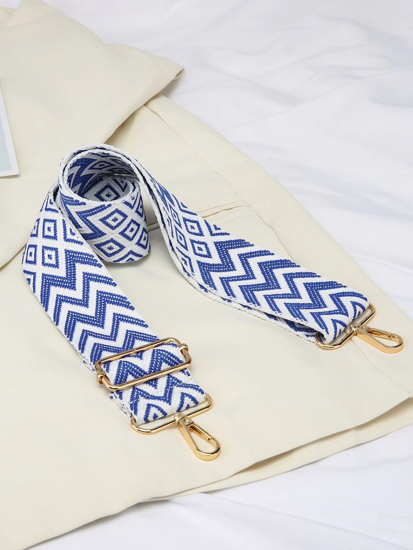 Blue & White Chevron Bag Strap