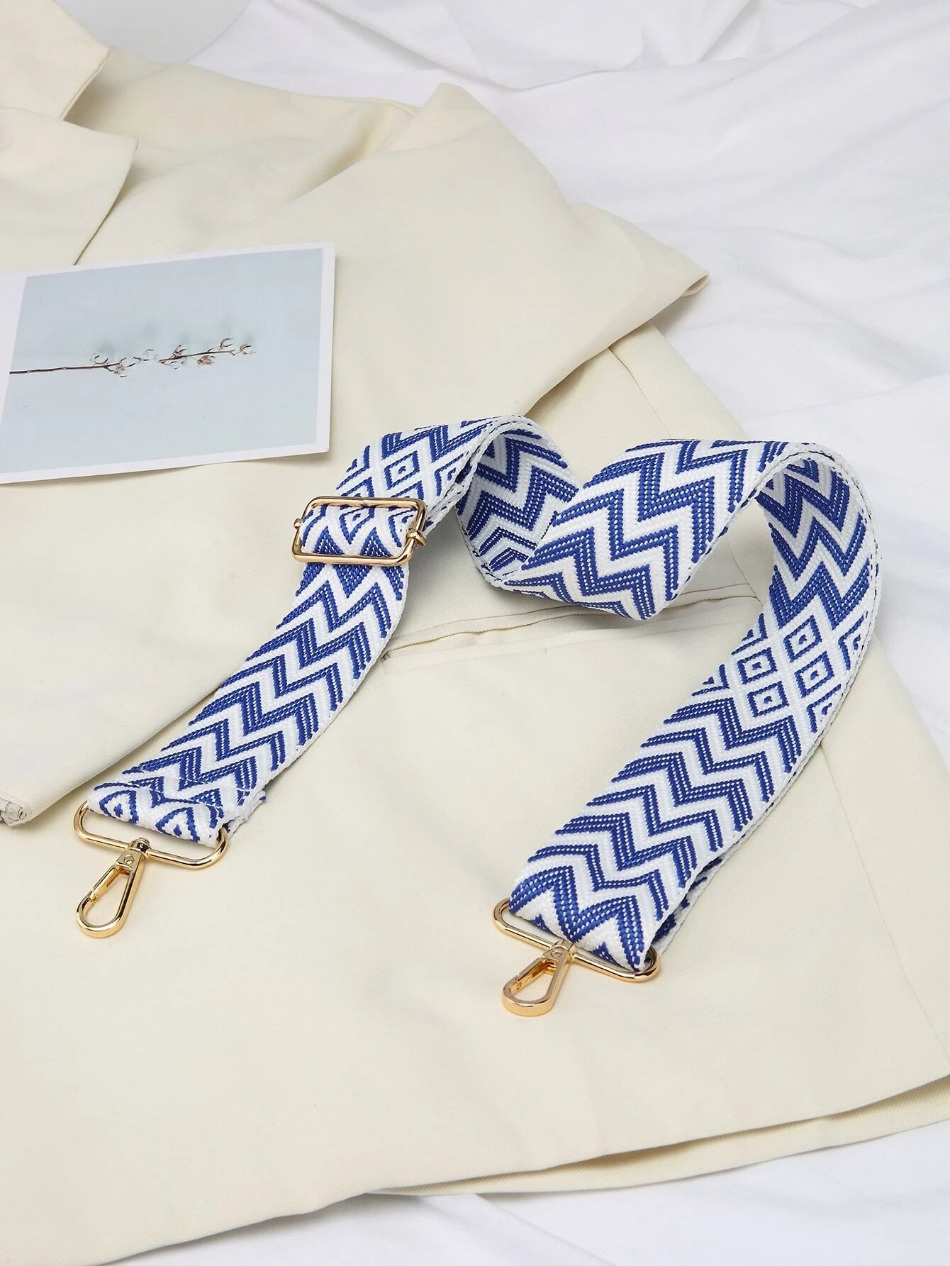 Blue & White Chevron Bag Strap