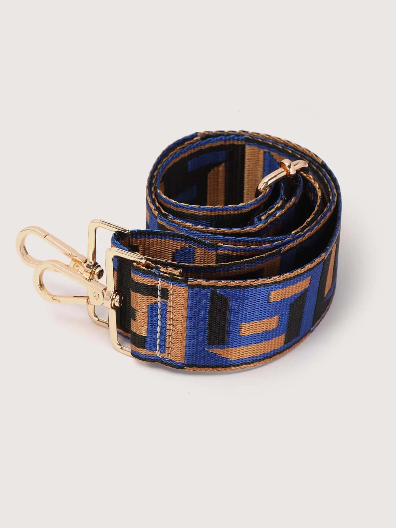 Blue, black and Tan Bag Strap