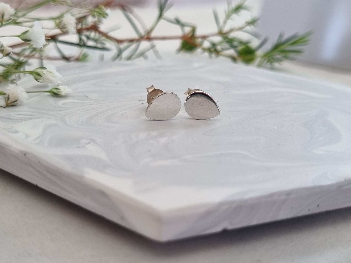 Silver Studs Pear shape studs