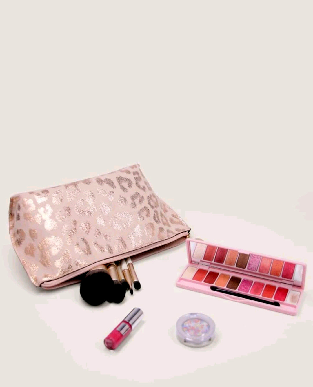 Cosmetic Bag - Leopard Print Soft Pink