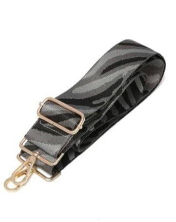 Black, grey & silver Zebra Bag Strap