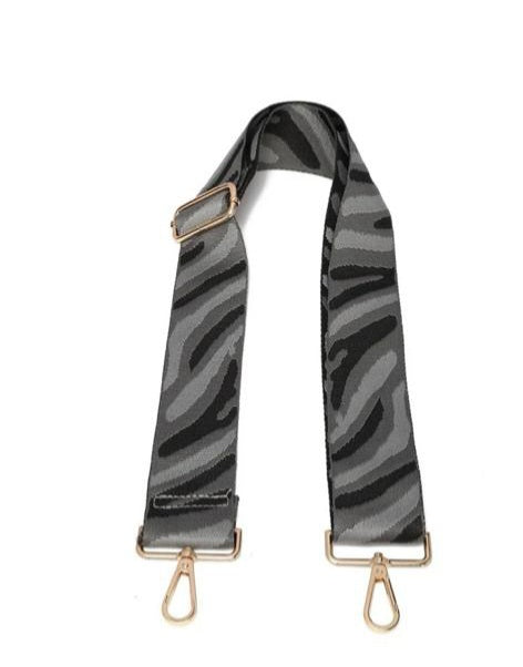 Black, grey & silver Zebra Bag Strap