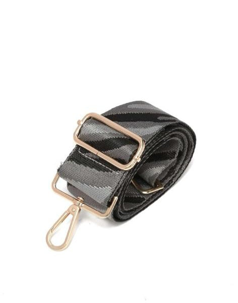 Black, grey & silver Zebra Bag Strap