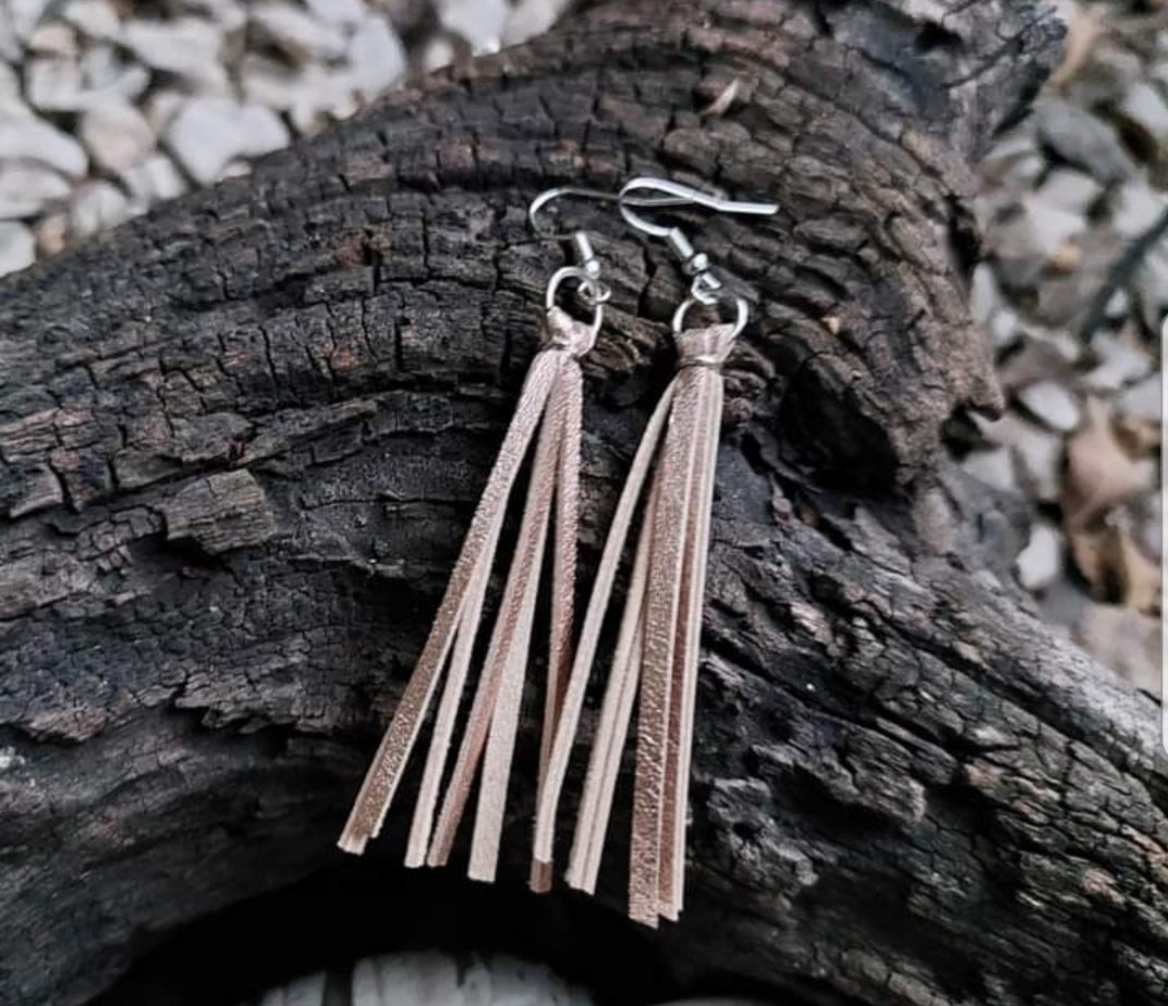 Rose gold Handmade Leather earrings