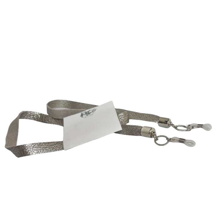 Leather Sunglass Strap - Silver