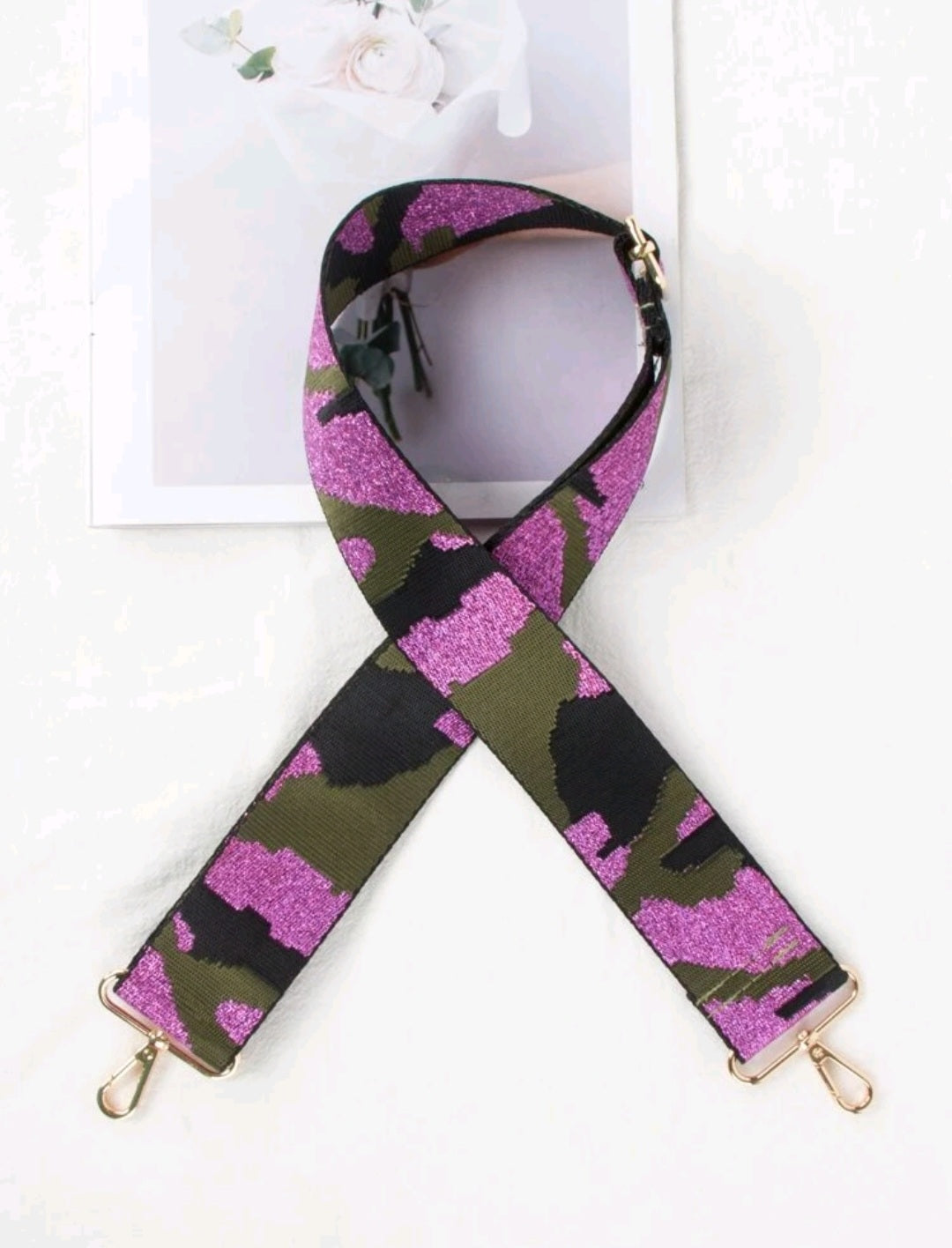 Camo Green & Pink Bag Strap