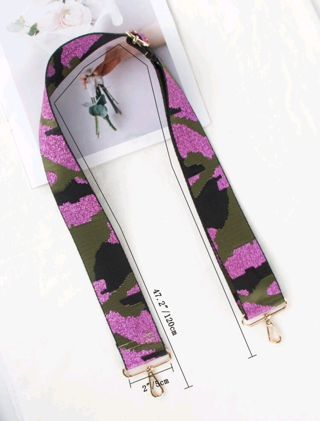 Camo Green & Pink Bag Strap