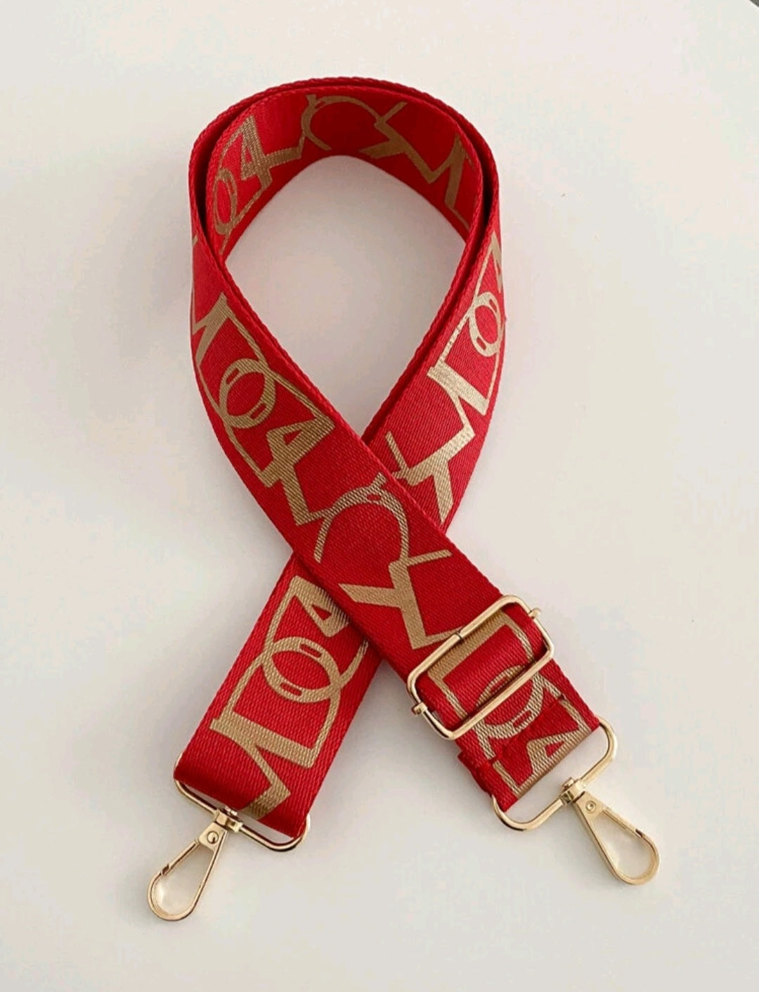 Red & Gold Graphic Bag Strap