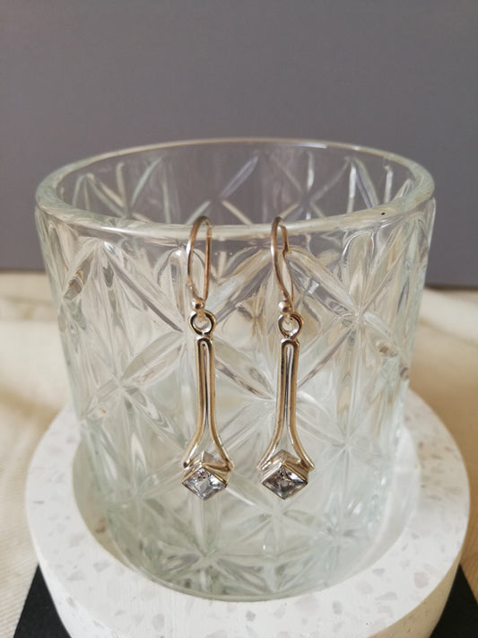 Silver CZ dangle earrings