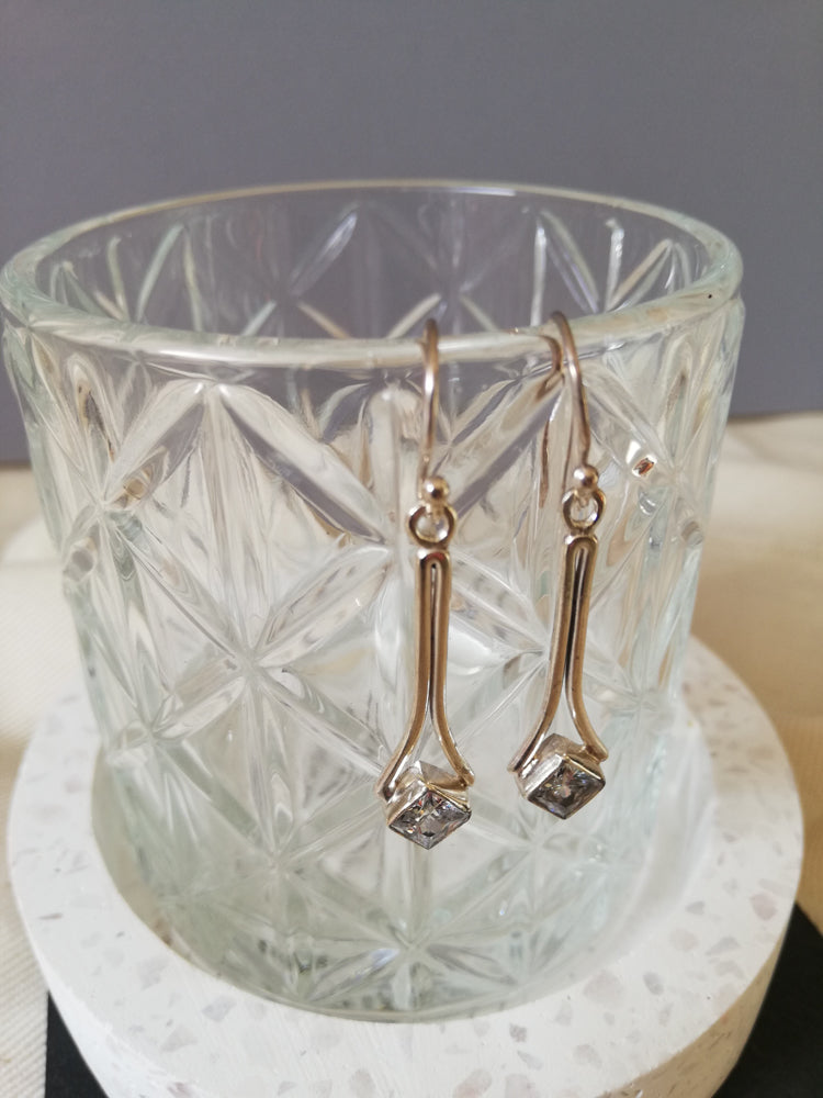 Silver CZ dangle earrings